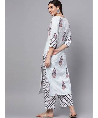 Sky Blue Printed Kurta With Printed Palazzo Pants 5