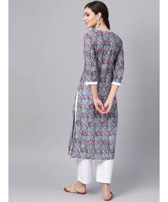 Floral Print Kurta With Palazzo Pants 5