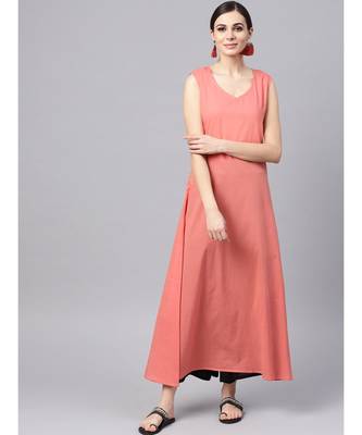 Floral Print Kurta With Salmon Solid Inner 4
