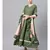 Mehandi Green Anarkali Kurta With Printed Frilled Dupatta