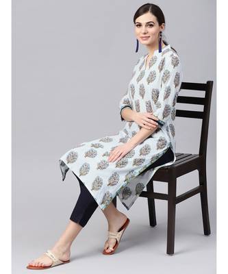 Hand Block Print Kurta With Cotton Pants 1