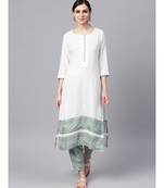 White Kurta With Printed Pants