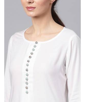 White Kurta With Printed Pants 2