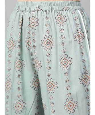 White Kurta With Printed Pants 3
