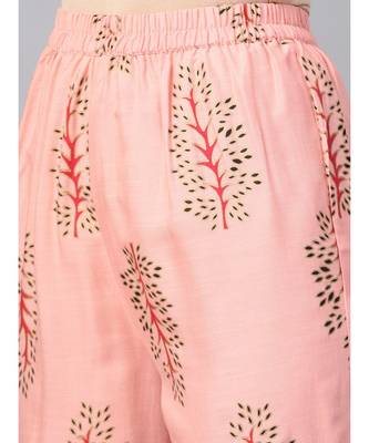 Black Rayon Kurta With Printed Pants 3