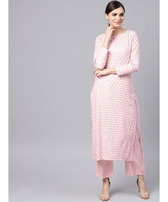 Baby Pink Printed Kurta Set 1