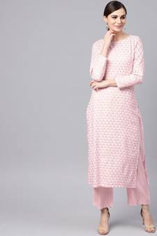 Baby Pink Printed Kurta Set