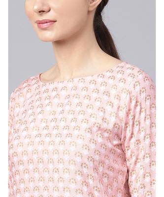 Baby Pink Printed Kurta Set 2