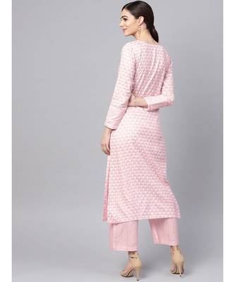 Baby Pink Printed Kurta Set 5