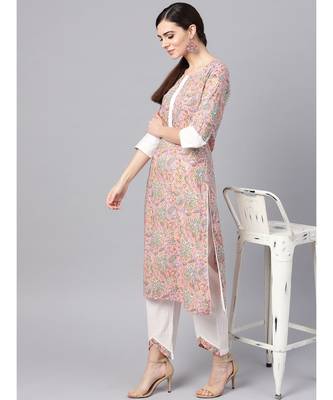 Floral Print Kurta With Pintux Pant 1