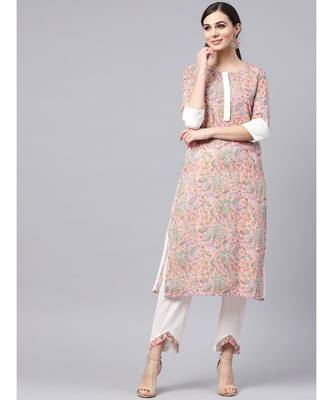Floral Print Kurta With Pintux Pant 4