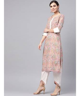 Floral Print Kurta With Pintux Pant 5