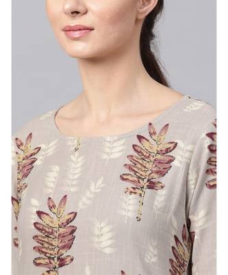 Floral Print Kurta With White Solid Skirt 2