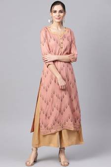 Printed Kurta With Solid Palazzo Pants