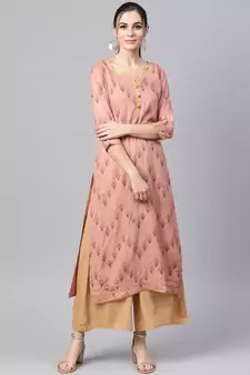 Printed Kurta With Solid Palazzo Pants