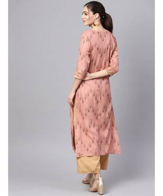 Printed Kurta With Solid Palazzo Pants 5