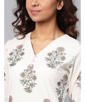 Mughal Boota Print Kurta With Printed Baby Pink Pants 2