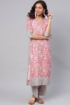 Floral Print Kurta With Printed Palazzo Pants