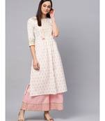 Gold Print Kurta With Baby Pink Printed Palazzo