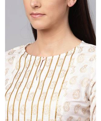 Gold Print Kurta With Baby Pink Printed Palazzo 2