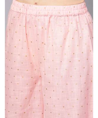 Gold Print Kurta With Baby Pink Printed Palazzo 3