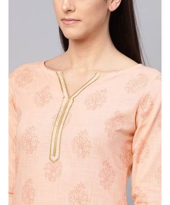 Cantaloupe Printed Kurta With Solid Palazzo Pants 2
