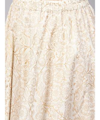 Saffron Printed Kurta With Gold Print Skirt 3