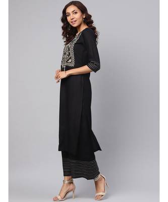 Embroidered Kurta With Palazzo Pants 4