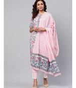 Hand Block Print Kurta With Cotton Pants And Dupatta