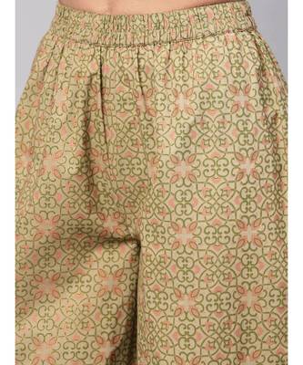 Gold Print Kurta With Printed Palazzo Pants And Dupatta 3