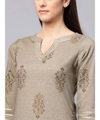Gold Print Kurta With Printed Palazzo Pants And Dupatta 2
