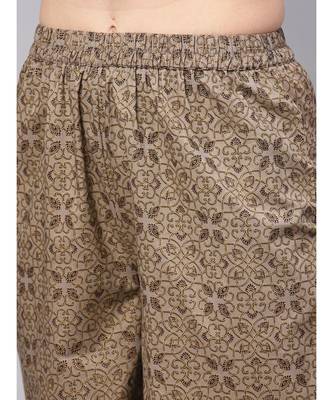 Gold Print Kurta With Printed Palazzo Pants And Dupatta 3