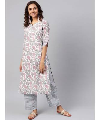 Jaal Print Kurta With Printed Palazzo Pants 1