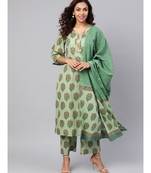 Hand Block Print Kurta With Dupatta And Printed Palazzo Pants