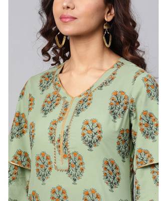 Hand Block Print Kurta With Dupatta And Printed Palazzo Pants 2