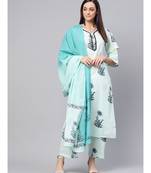 Hand Block Print Kurta With Dupatta And Printed Palazzo Pants