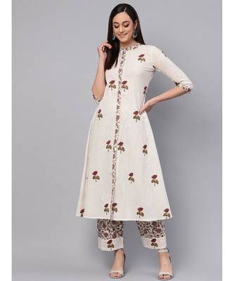 Hand Block Print Kurta With Printed Palazzo Pants 1