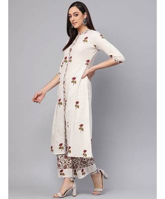 Hand Block Print Kurta With Printed Palazzo Pants 3