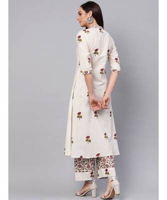 Hand Block Print Kurta With Printed Palazzo Pants 4