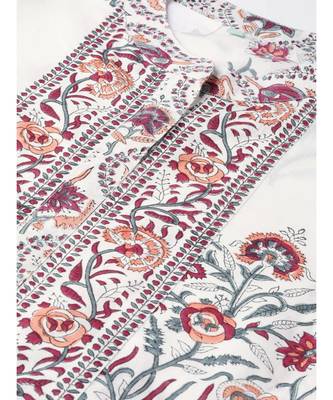 White Floral Booti Kurta With Dupatta & Printed Palazzo Pants 3