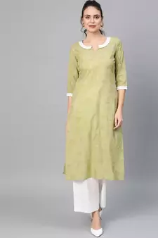 Sage Green Gold Print Kurta Set