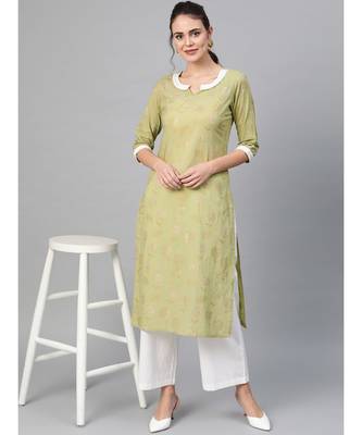 Sage Green Gold Print Kurta Set 5