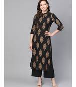 Black Gold Print Kurta Set
