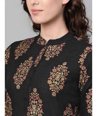 Black Gold Print Kurta Set 2