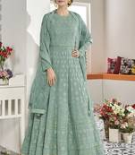 Aqua Blue Faux Georgette Anarkali Salwar Kameez