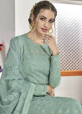 Aqua Blue Faux Georgette Anarkali Salwar Kameez 3