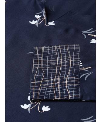 Navy Blue Khari Gold Print Kurta Set 2
