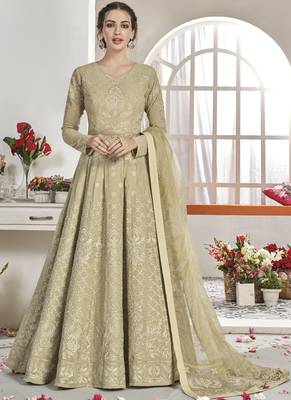 Green Faux Georgette Anarkali Salwar Kameez 1