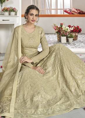 Green Faux Georgette Anarkali Salwar Kameez 2