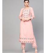 Baby Pink Embroidered Kurta With Pants